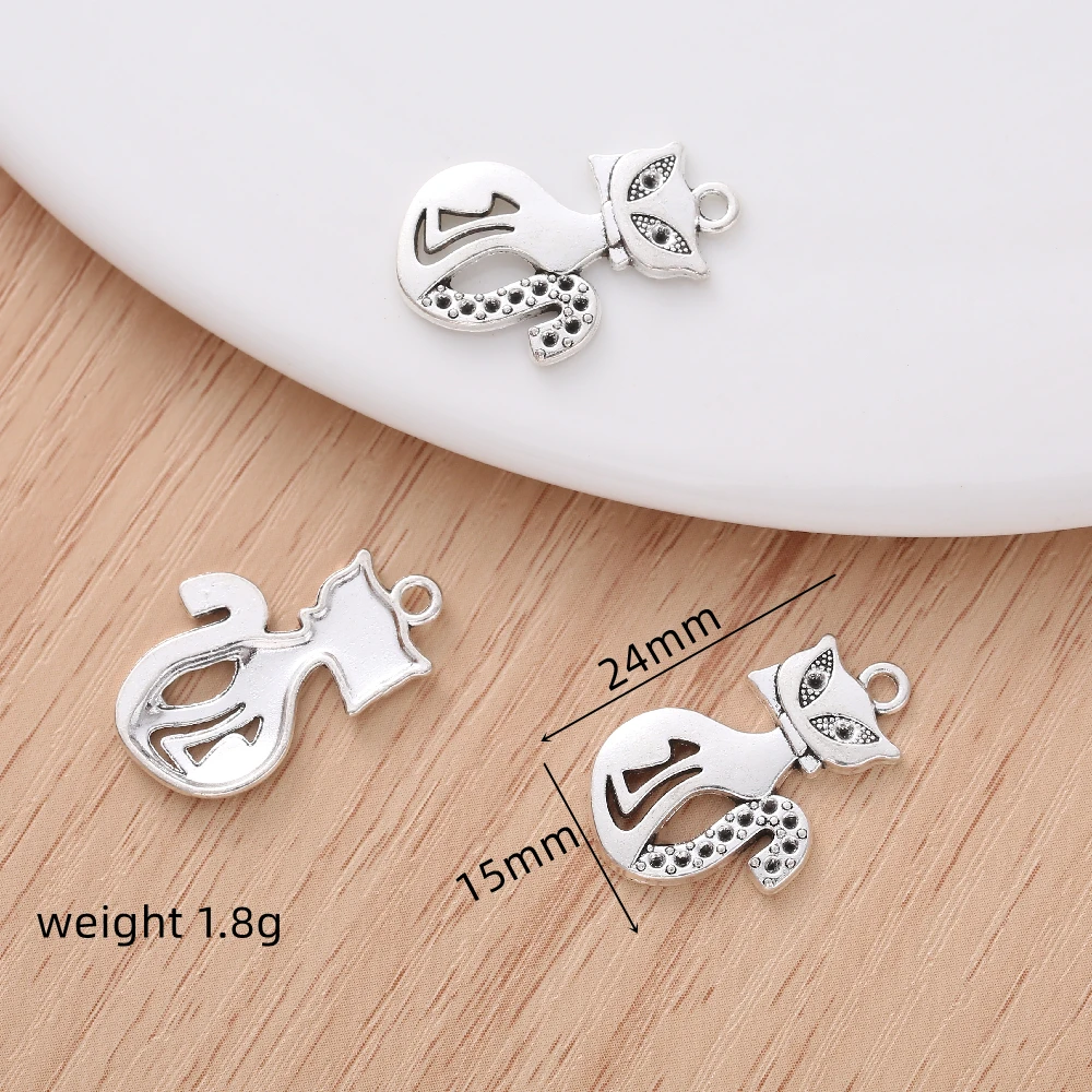 

15pcs Exquisite Fashion Cat Charms for Women's DIY Jewelry Making Supplies Accessories Pendant Necklace Earring