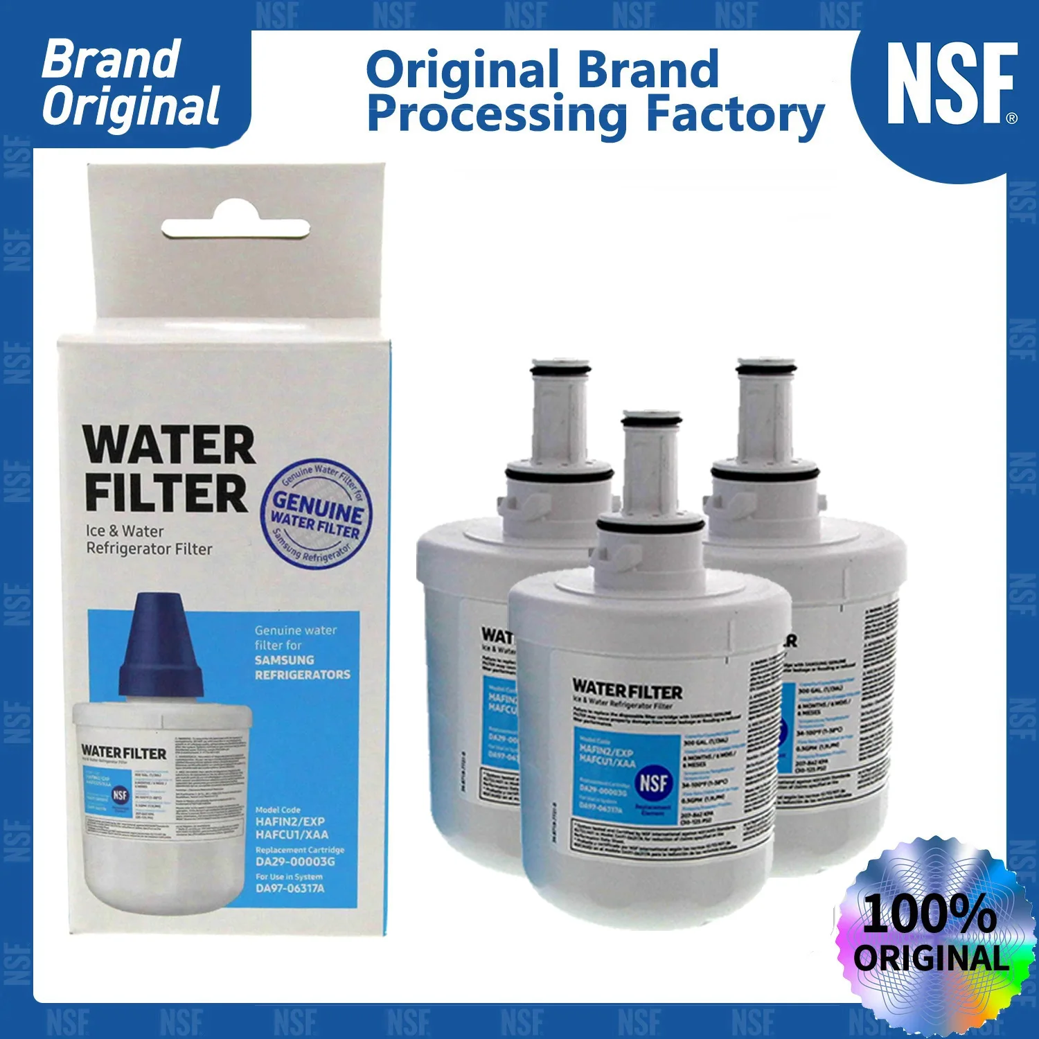 

Brand Genuine DA29-00003G Refrigerator Water Filter, for Samsung DA29-00003G, DA29-00003B, DA29-00003A, Aqua-Pure Plus, HAFCU1