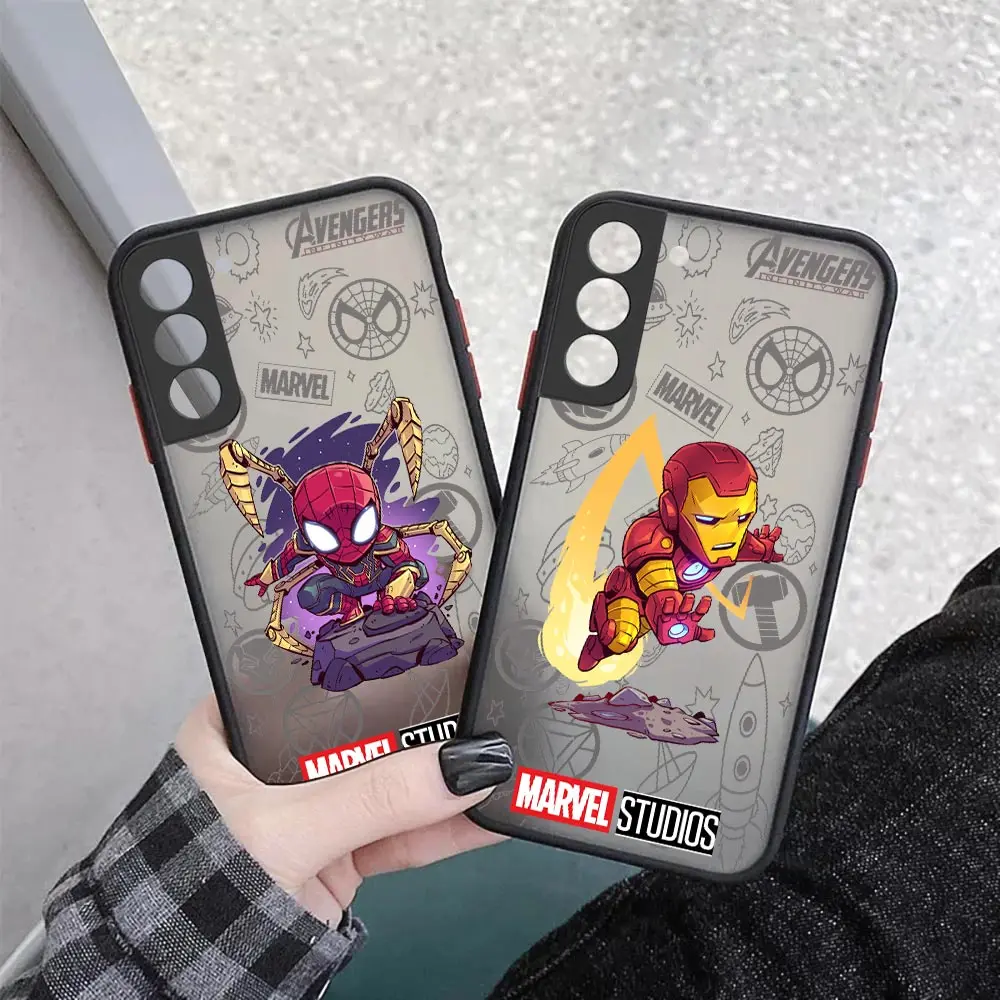 

Marvel Heros SpiderMan Groot Matte Phone Case For Samsung Galaxy S23 S22 S21 S20 FE Ultra 5G S10 S10E S9 S8 Plus Lite Cover Capa