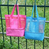 new outdoor shoulder bags mesh waterproof tote children kids toys insulated cooler bag food picnic portable zipper lunch bags