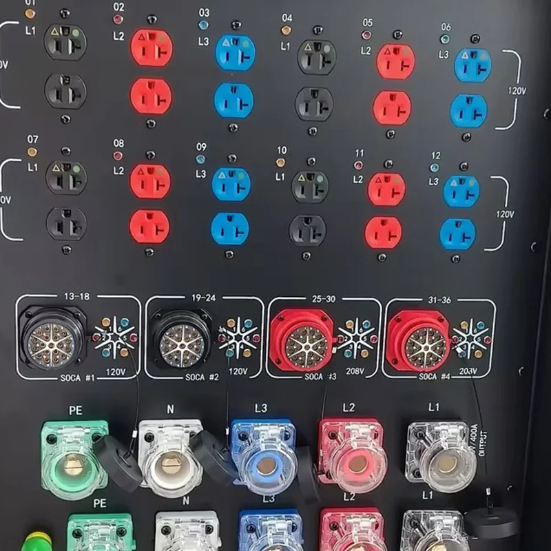 Фото Коробка для распределения электроэнергии US Stage Power Distro Box, кейс для турне-освещения с разъемами Powercon Rhino, 19-контактными портами и розетками Socapex №2