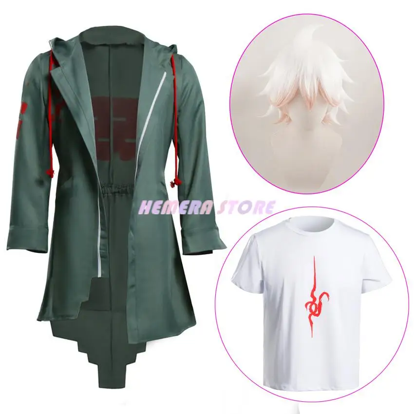 

Anime Danganronpa 2 Nagito Komaeda Cosplay Jacket T-shirt Wig Halloween Costumes For Women Men Adult Anime Clothes Cosplay Wig