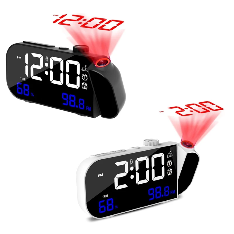 

Проекционный будильник, цифровые часы с вращающимся проектором на 180 ° и бесконечным диммером яркости и голосом