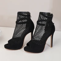2022 sexy shoes for women open toe mesh heels platform sandals peep toe strap stilettos plus size us3 us15 eu33 eu46