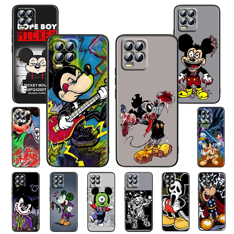 

Anime Disney Mickey Friends Black Phone Case For OPPO Realme GT Neo Master Edition 9i 8 7 Pro C21S Narzo 30 5G Soft Fundas Cover