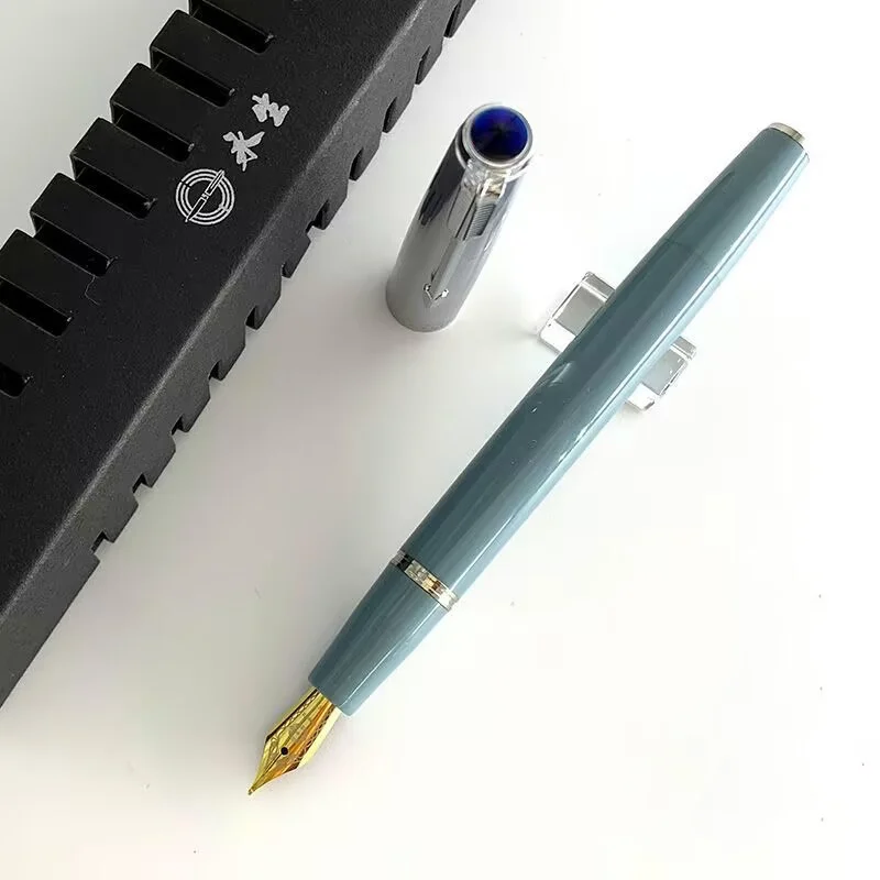 

Ручка перьевая Yongsheng 601a, роскошная ручка с поршневым наполнителем, двойная перламутровая синяя верхняя, EF/F, титановая, золотая, наконечник для письма, канцелярские принадлежности