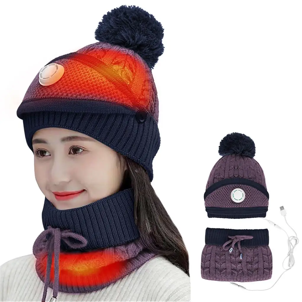 

Heating Hat Heated Beanie Head Warmer Electric Headgear Cute Looking USB Charging Rechargeable Winter Supplies