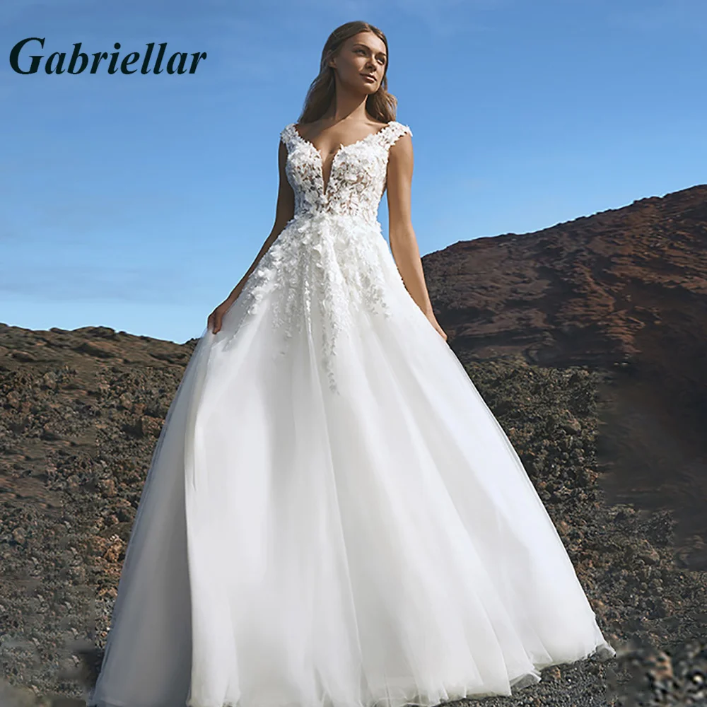 

Gabriellar Gorgeous 3D Flowers Wedding Dresses For Brides Tank Appliques A-line Wedding Gown Vestido De Noiva Customer Made