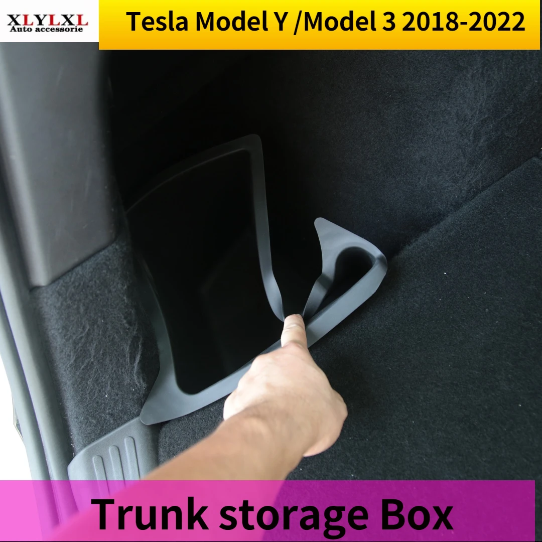 

2pcs soft Tail box side Hidden storage box for Tesla Model Y silica gel Trunk Box