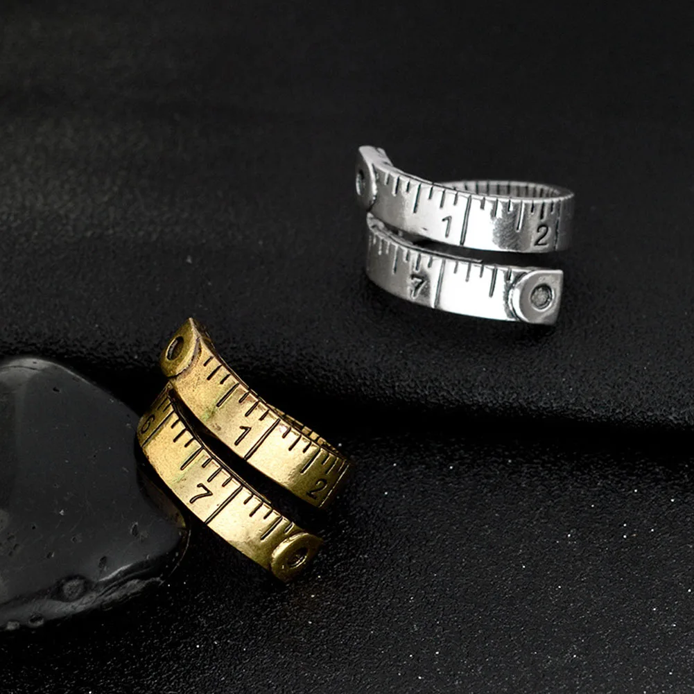 

Tape Measure Ring Creative Ring Alloy Ring Silver Color Fancy Round Rings Women Big Antique Rings Finger Jewelry High Quality