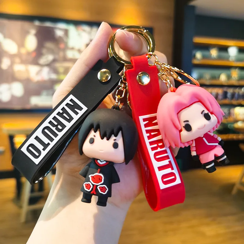 

Naruto Keychains Toys Cartoon Doll Pendant Uzumaki Uchiha Kakashi Sasuke Anime Action Figures Toys Accessories PVC Car Key Gifts
