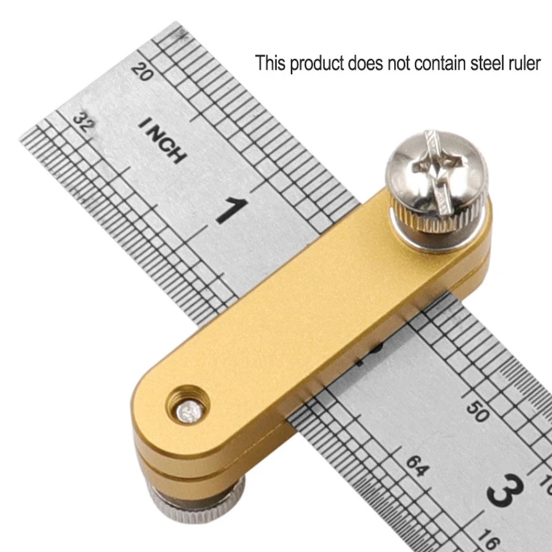 

94PD Upgraded Steel Ruler Positioning Block Angle Scriber Line Marking Gauge for Ruler Locator DIY Carpentry Scriber Measure