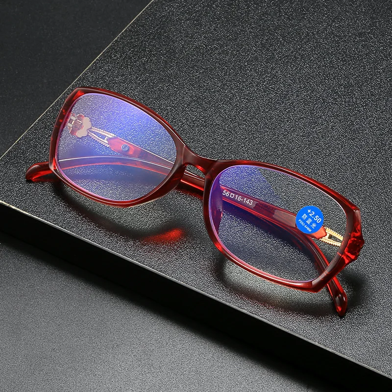 Модные женские Овальные очки для чтения с синей огранкой в оправе клевером