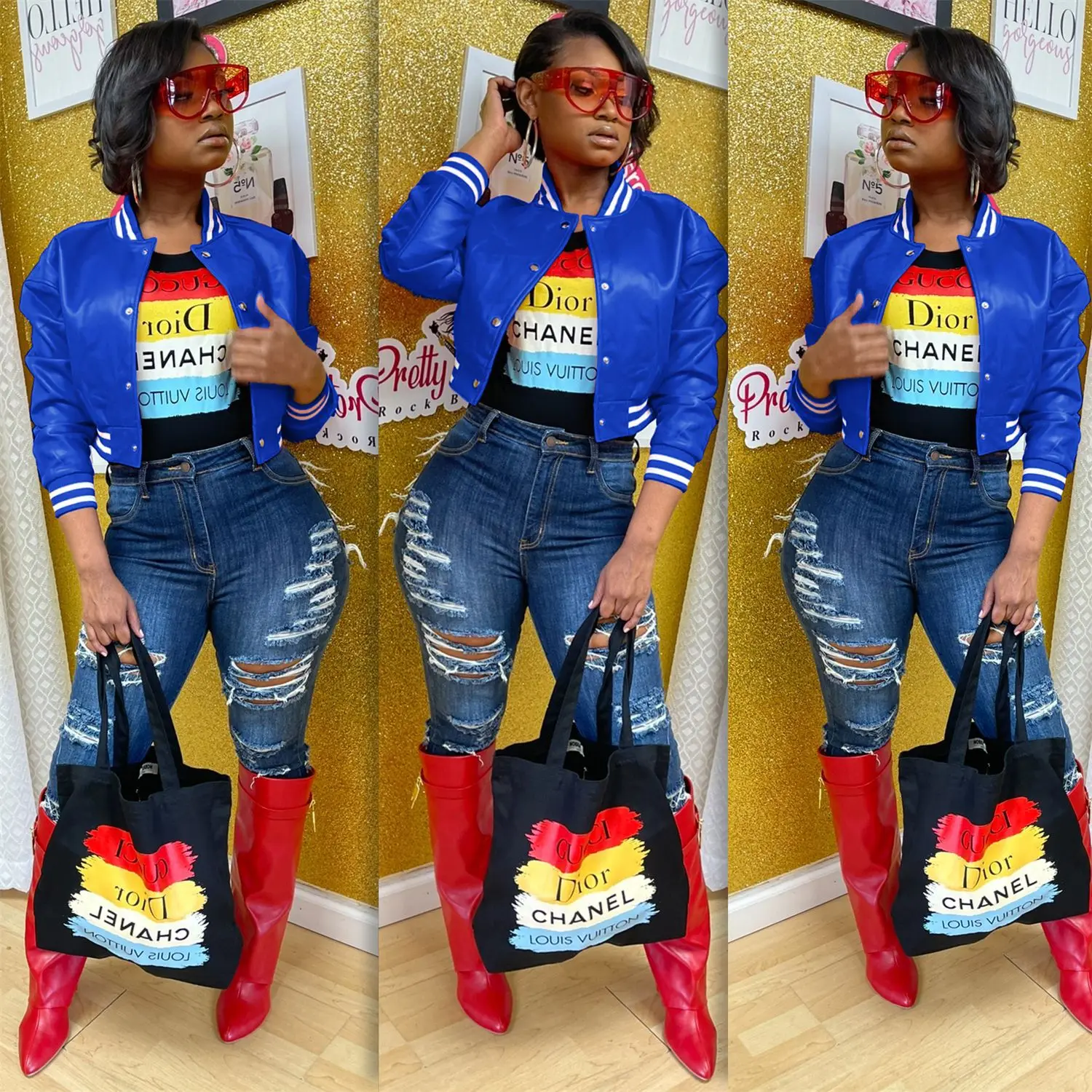 Chocomist Outwears Casual PU Women Letterman Jacket)