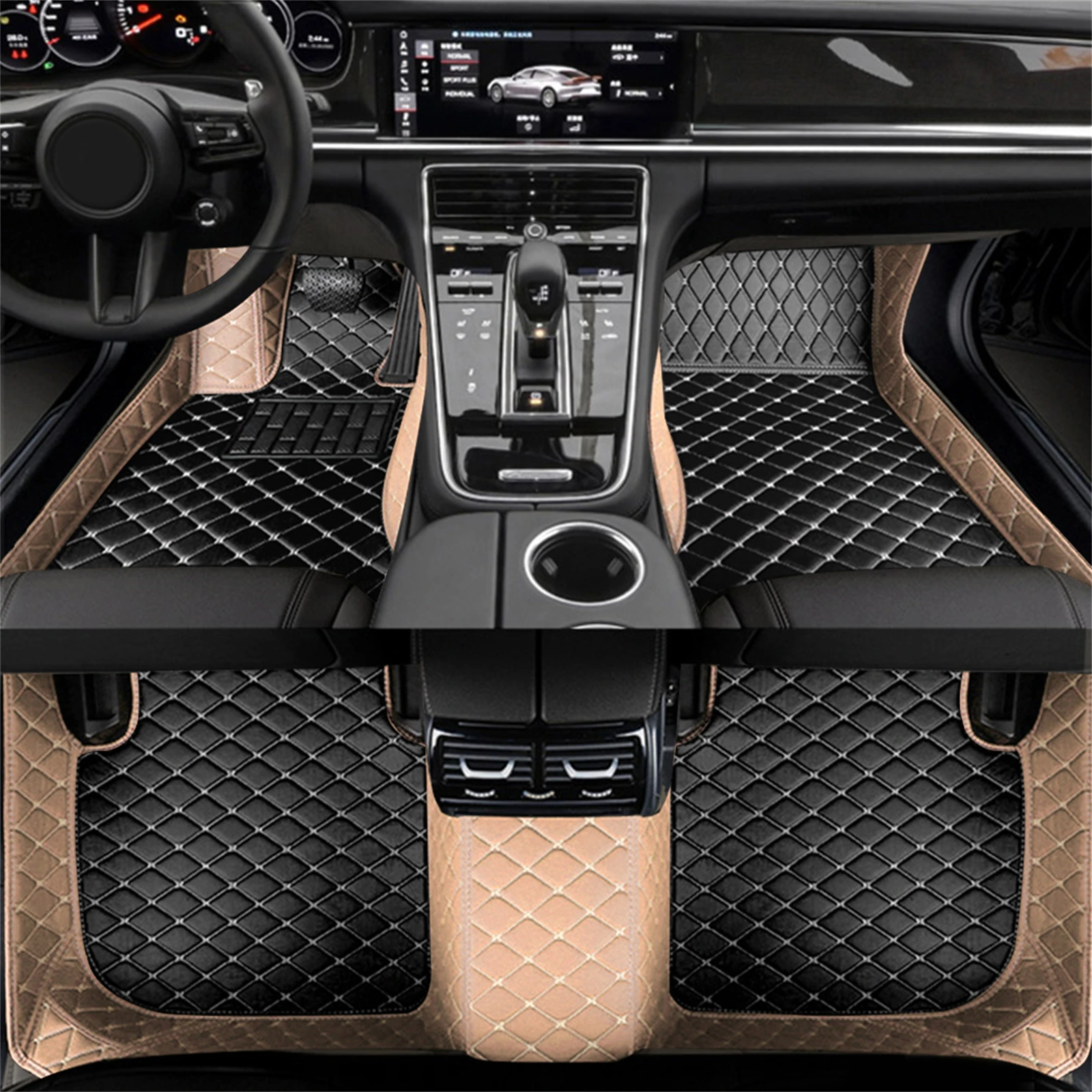 Custom Non-slip Leather Car Floor Mats For Hyundai Santa Cruz Santa Fe Venue Accent Kona Car Interior Accessories