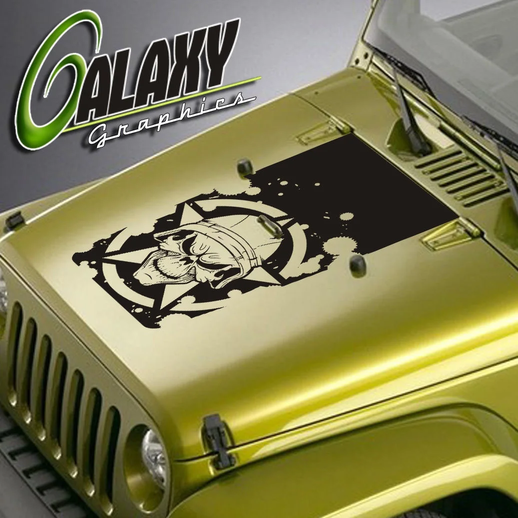 

For Universal Wrangler Blackout Hood Decal - Military Skull Sticker TJ LJ JK