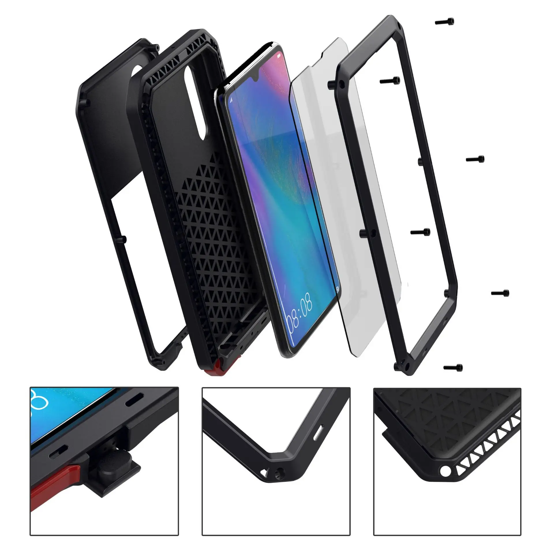 

Противоударный металлический бронированный чехол для телефона Huawei P30 Pro, чехол с полной защитой 360 градусов, алюминиевый чехол для Huawei P30 Pro, чехол