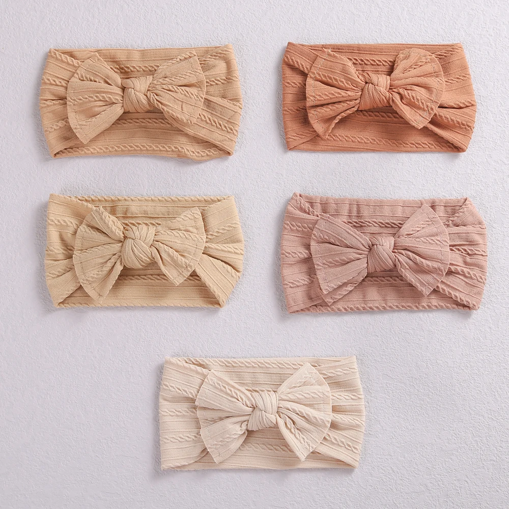 

30PC Baby Nylon Headbands Cable Knit Soft Bowknot Turban Ribbed Hair Bow Children Girls Elastic Head wraps Hair Accessories