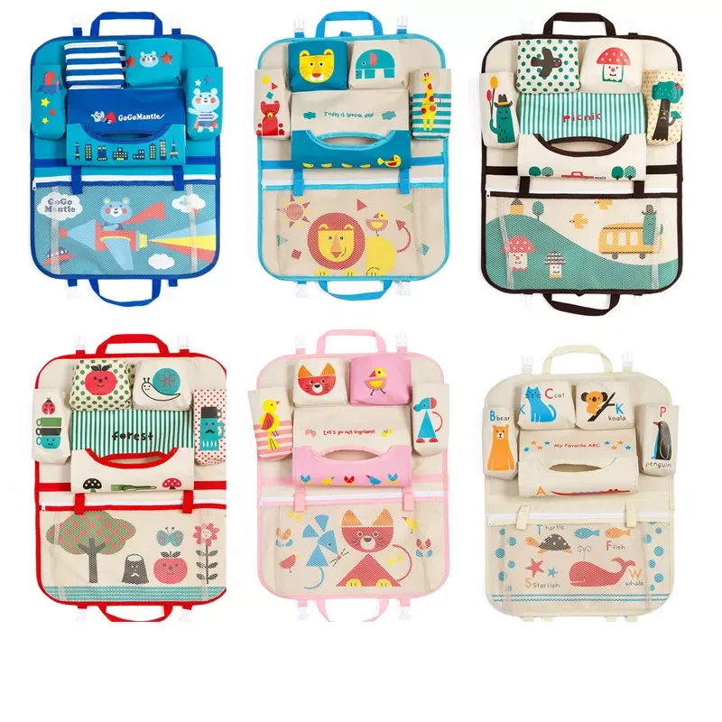 

Cartoon Car Seat Back Organizer Hang Storage Bag Baby Kids Toys Travel Protector Cover Automobile Interior Accessories