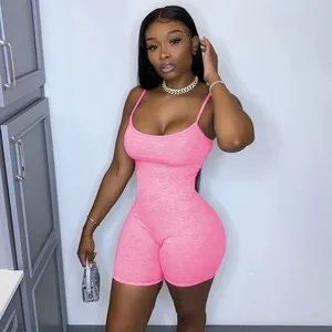 Комбинезон женский в байкерском стиле, пикантный облегающий Повседневный Ромпер, шорты на бретелях, Облегающий комбинезон, на лето