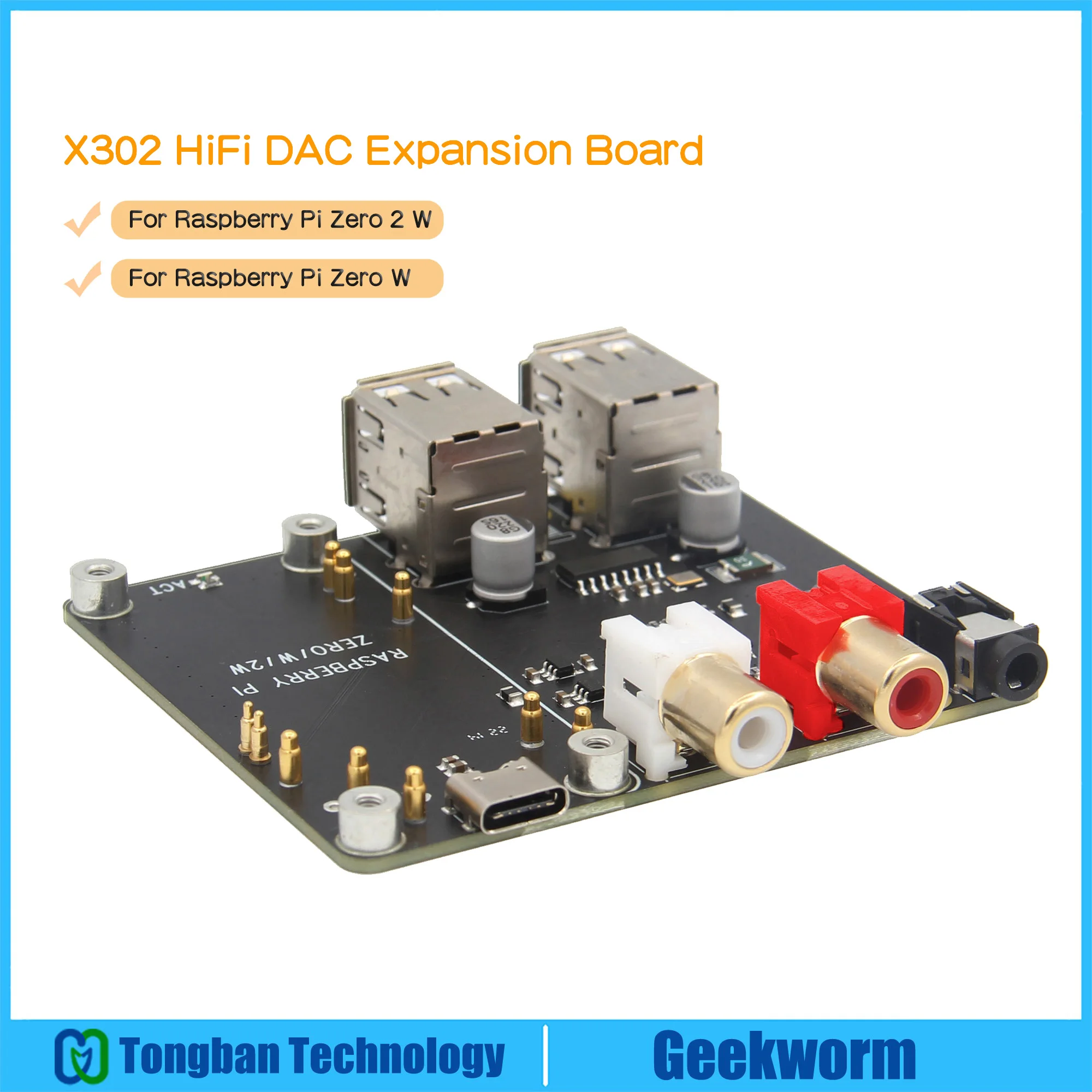 Материнская плата Geekworm Raspberry Pi X302 Hi-Fi аналоговая аналогична Zero 2 Вт/Zero Вт (не