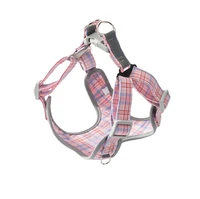 high quality print adjustable breathable nylon plaid dog harness leash supplies colourful adjustable dog chest strap pet product
