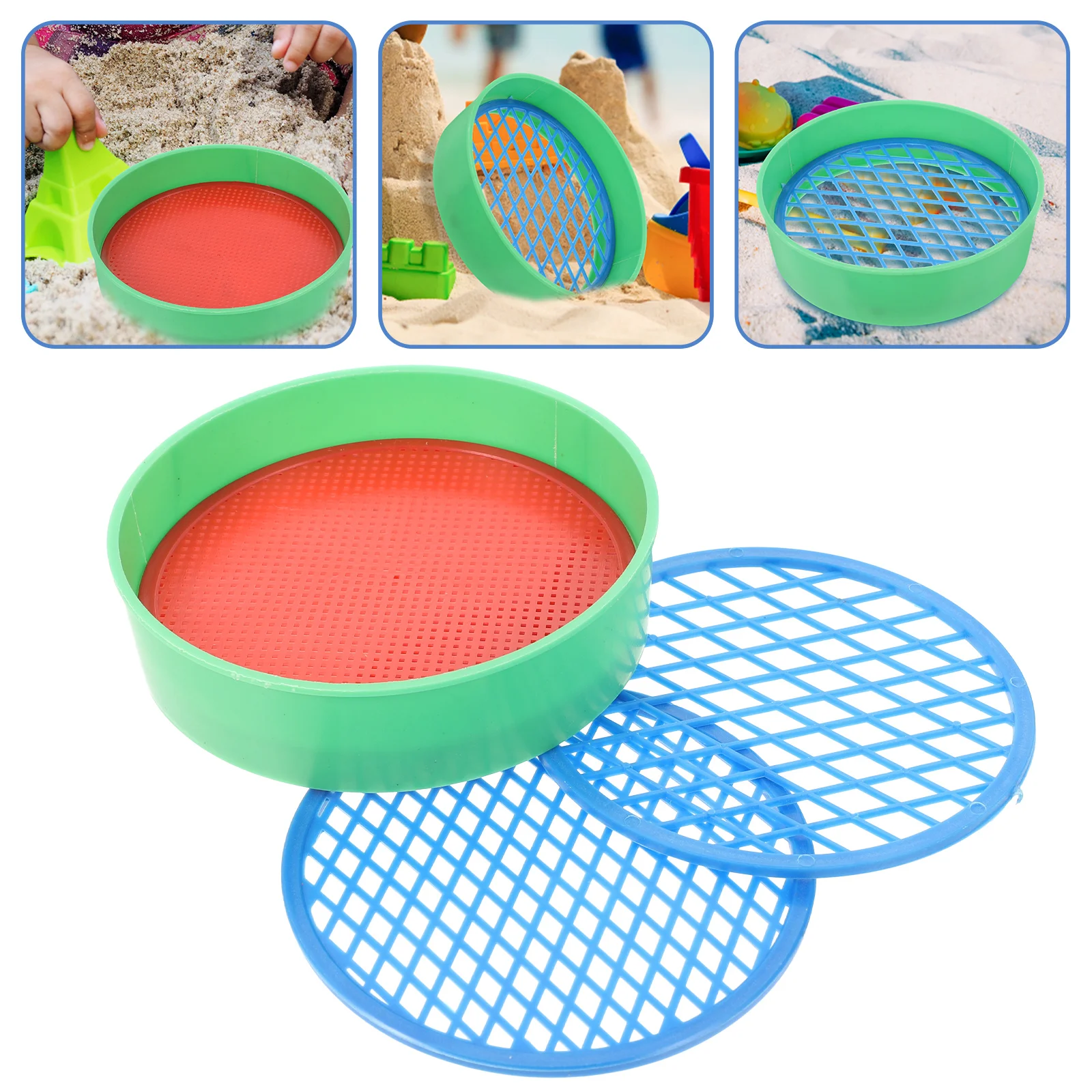 

Sand Sifter Beach Toys Sieves Kids Toy Strainer Sifting Sieve Pan Garden Plastic Colorful Set Can Watering The Soil Mesh Screen