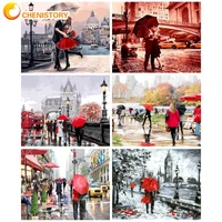 chenistory modern painting by numbers handpainted drawing by numbers rainy scene couple picture paint gift adults crafts