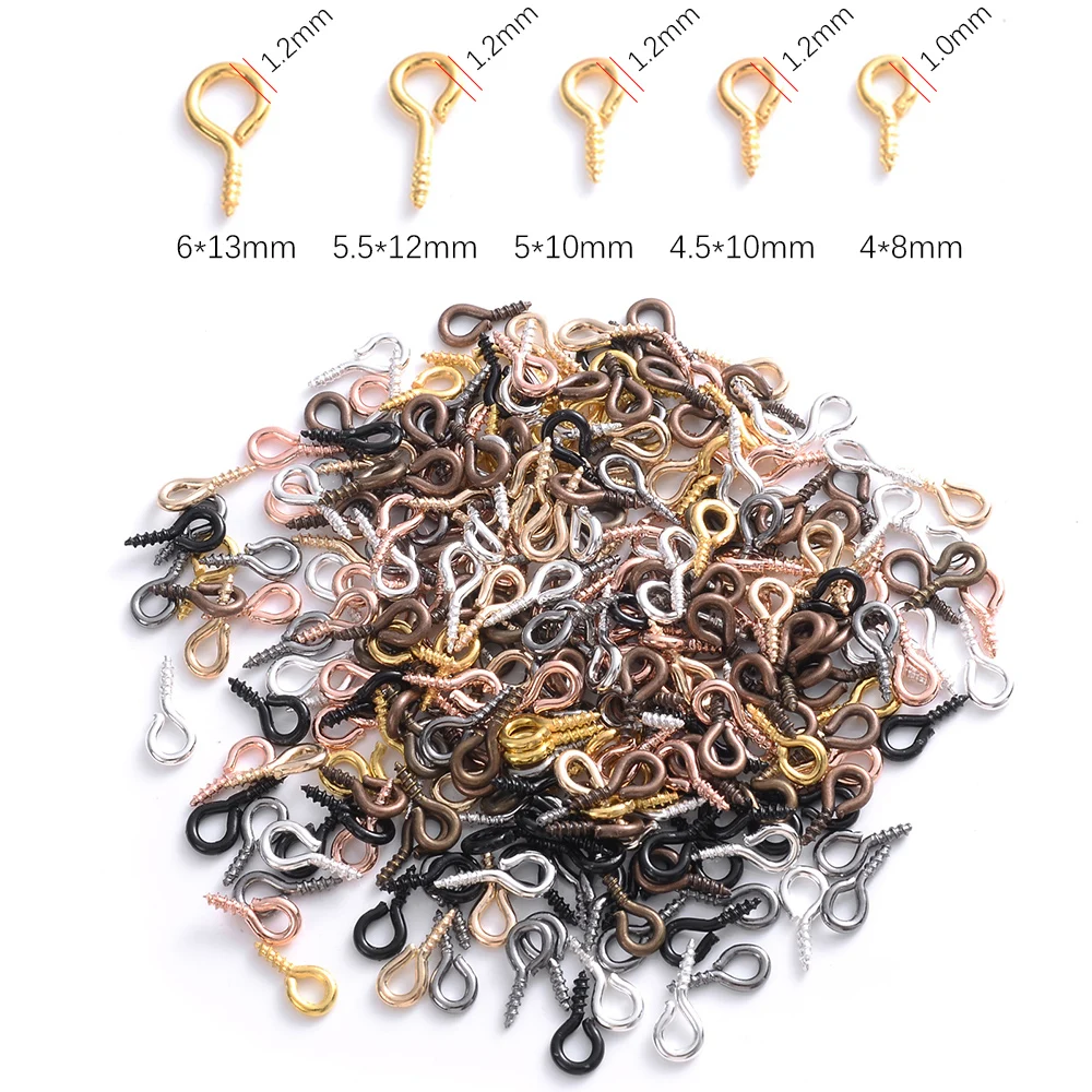 100/200Pcs Small Tiny Mini Eye Pins Metal Eyepins Hooks Eyelets Screw Threaded Clasps For Diy Jewelry Making Findings - купить по