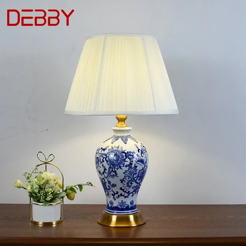 Современная синяя керамическая лампа DEBBY креативный Рабочий стол для гостиной