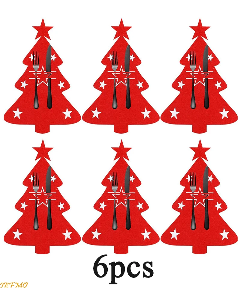 

Рождественские держатели для столовых приборов из войлока, набор из 6 штук