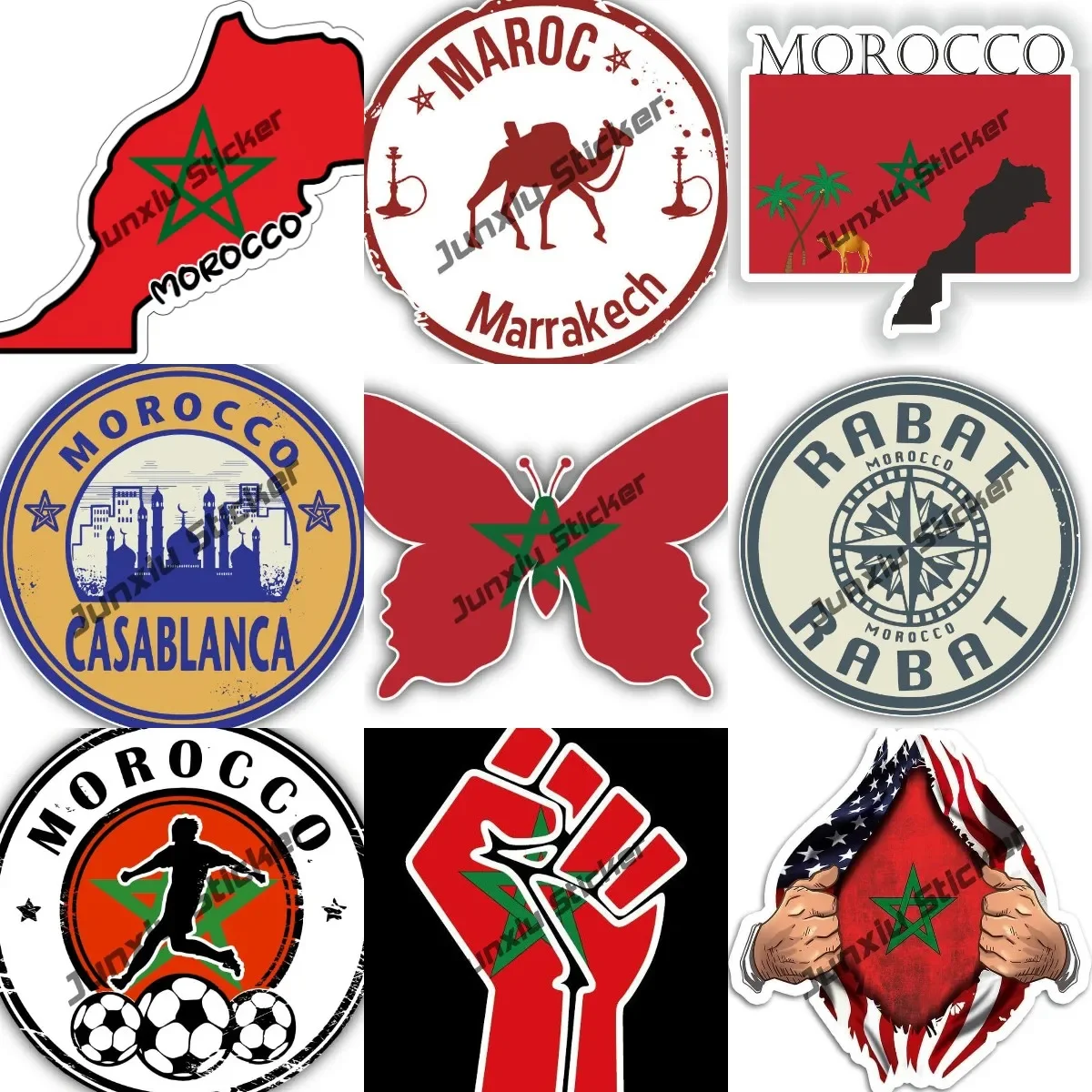 Индивидуальная наклейка с гербом Марокко самоклеящаяся водостойкая для