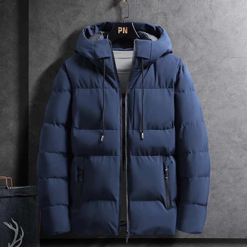 Winter New Men's Thick Coat Cotton Jacket Fashion Autumn and Winter Hooded Warm Coat Short Work Clothes Bread Cotton Coat