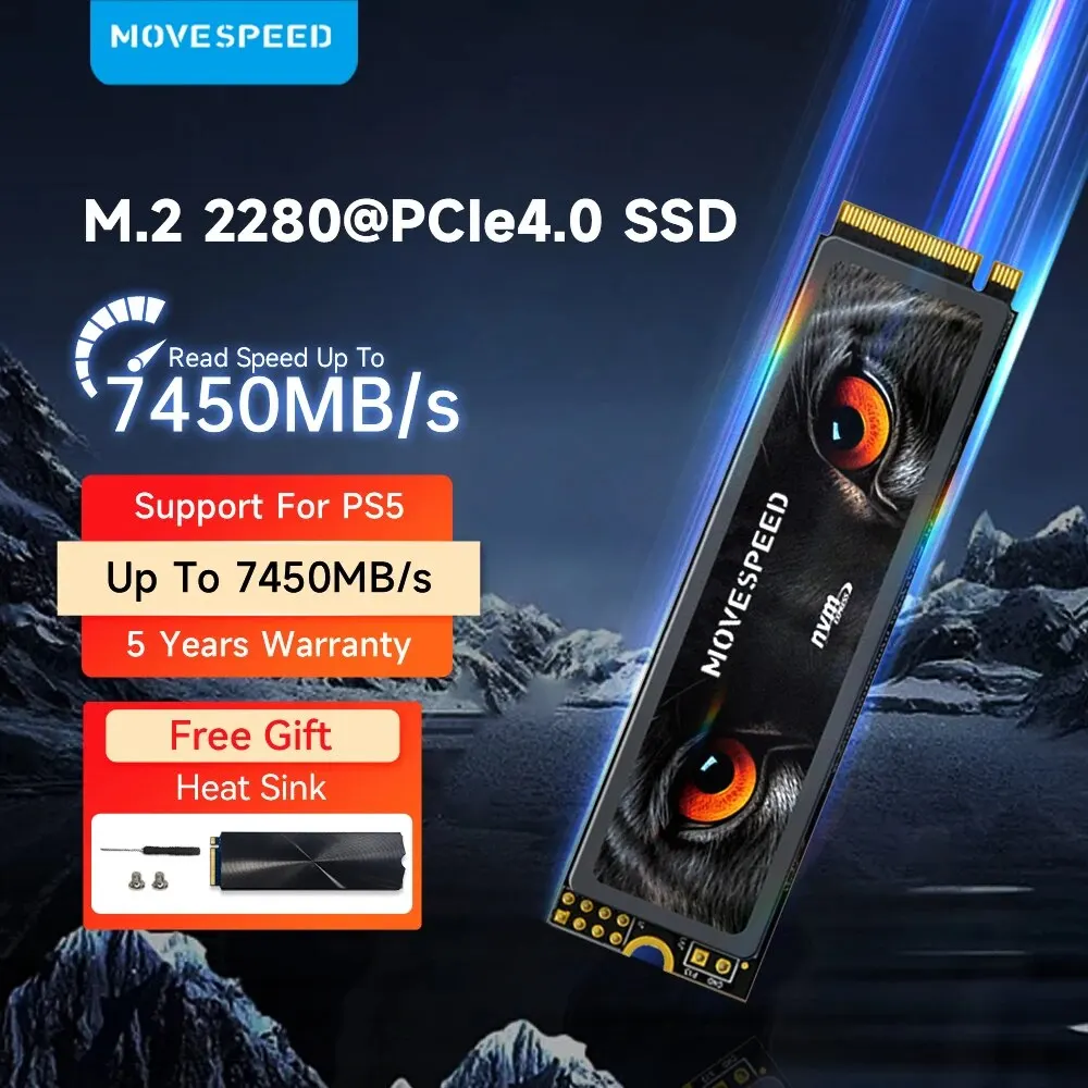 MOVESPEED PCIe4.0 SSD NVMe M2 2280 7450 Мб/с 4 ТБ 2 ТБ 1 ТБ Внутренний ...