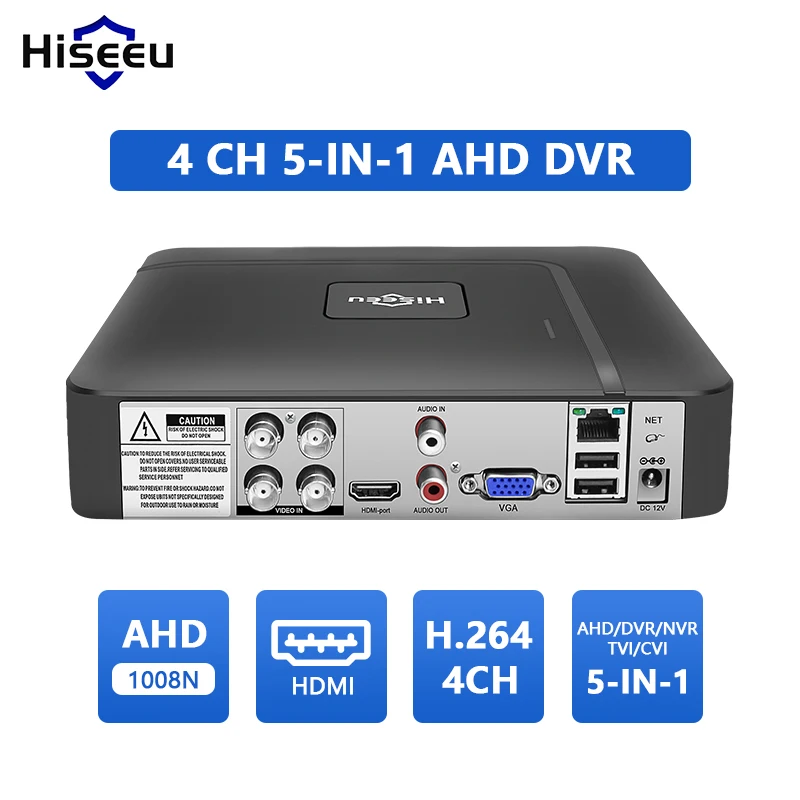 

Hiseeu 4CH AHD DVR Mini 5 in 1 CCTV TVI CVI CVBS 1080N IP Camera Digital Video Recorder 8CH 2MP DVR for CCTV Camera Onvif XMEye