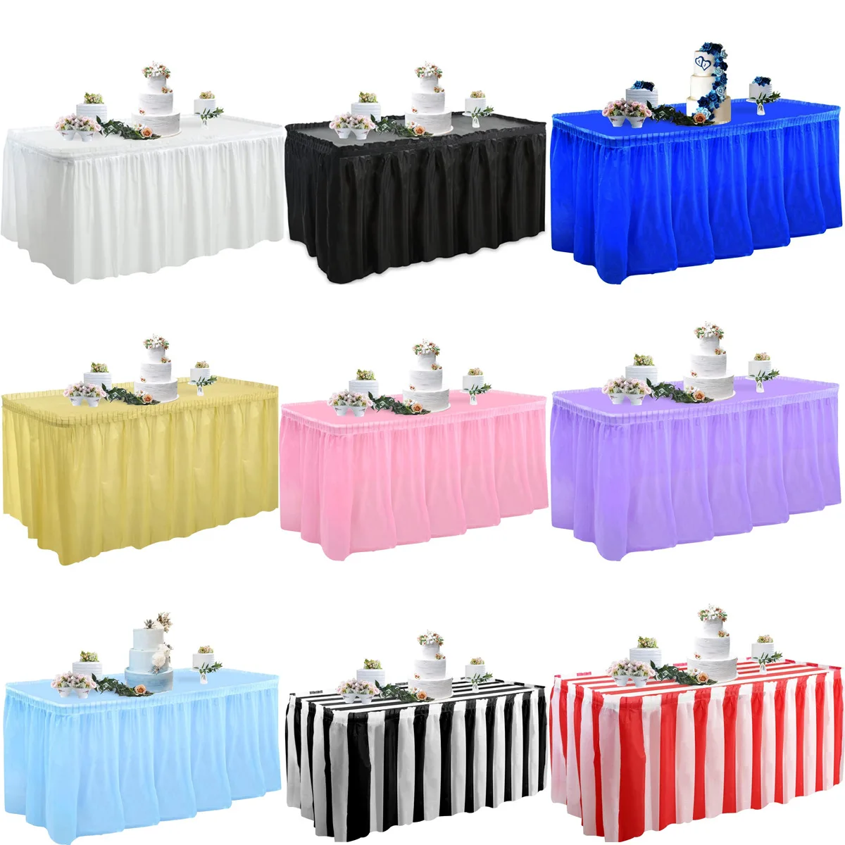 

Decoration Birthday Round Tablecloth Rectangular Table Skirt Cover Tables Disposable With Table Plastic Party Wedding Festival