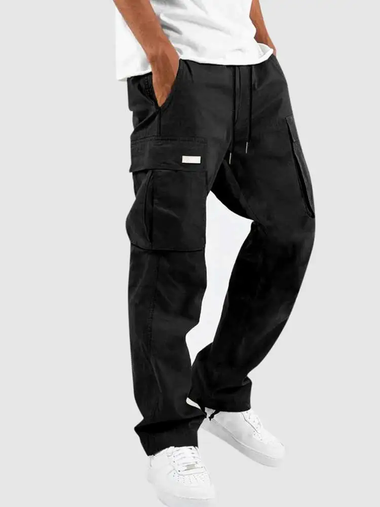 

ZAFUL Cargo Pants for Men Large Pocket Drawstring Hem Tooling Trousers Solid Mid-waist Streetwear Long Pants Z5085838