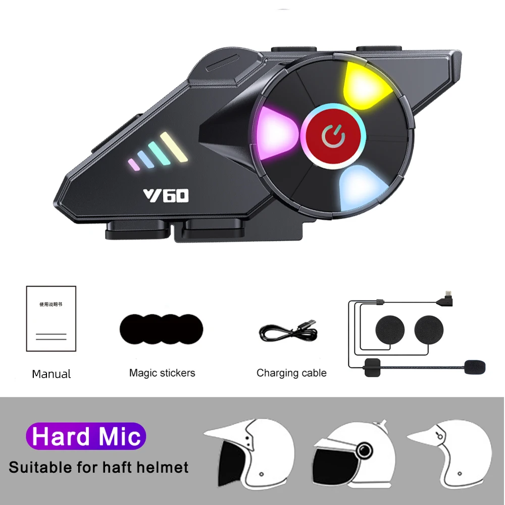 

Bluetooth 2000 беспроводная гарнитура для мотоциклетного шлема, голосовой помощник, громкая связь, мАч, мотоциклетные наушники с 6 цветами