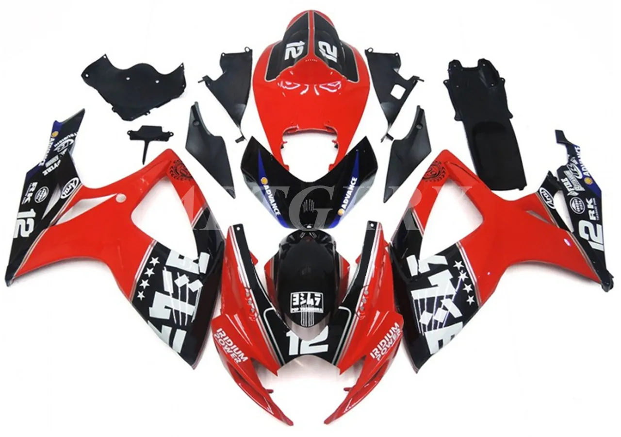 

New ABS Plastic Shell Motorcycle Fairing kit Fit For Suzuki GSXR600 GSXR750 K6 2006 2007 06 07 Custom Red Black