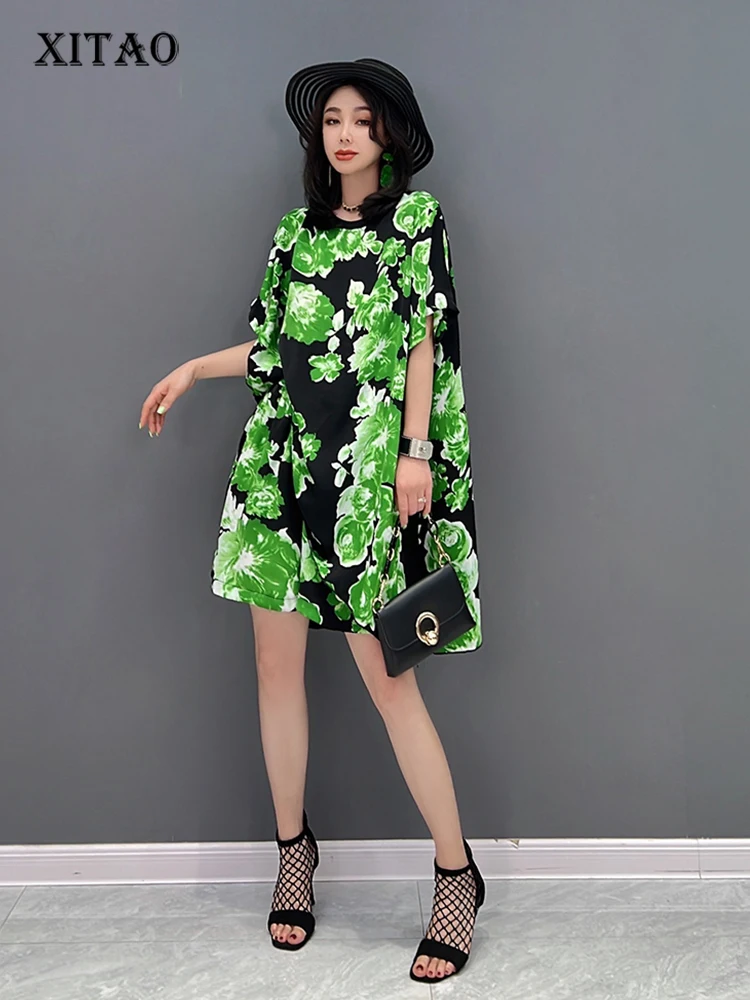 

XITAO Print Casual Short Sets Women Korea 2022 Summer New Personality Fashion Loose O-neck Short Sleeve Short Sets WMD7083