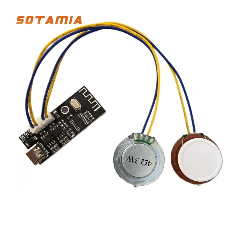 Фото SOTAMIA 27 мм резонансный вибрационный динамик 4 Ом 3 Вт, DIY Bluetooth-колонка 5 Вт x 2, модуль аудиоприемника Bluetooth-усилителя мощности №1