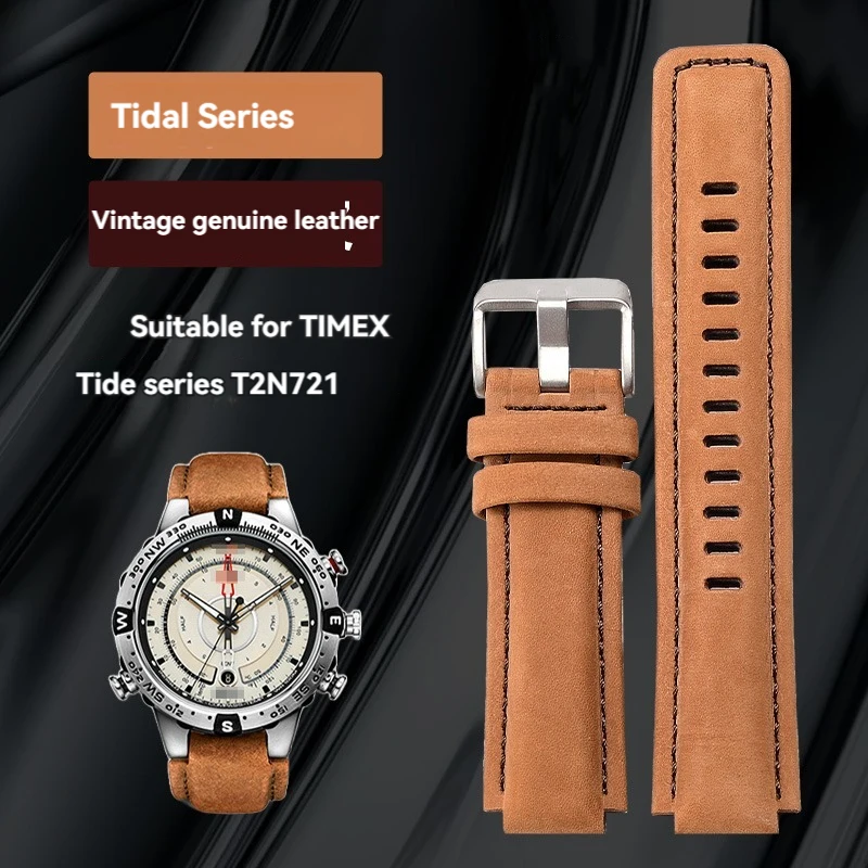 Ремешок из матовой воловьей кожи для наручных часов Timex T2N721 T2N720 TW2T76300 TW2T76500 24*16 мм
