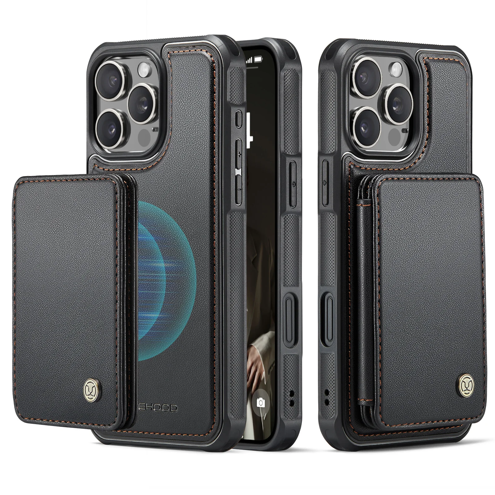 Магнитный съемный кожаный чехол-кошелек с держателем для карт iPhone 16 Pro Max 15 14 13 12 11