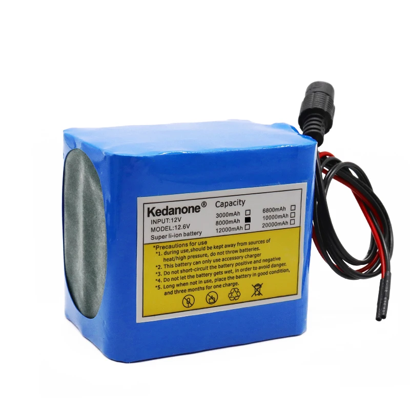 Фото Аккумуляторная батарея Kedanone 12 В 3S4P 11,1 В/12,6 в, 8 А · ч, 18650 стандартных батарей с 25 А, сбалансированная система управления яркостью для детской лампы, Резервная мощность №4