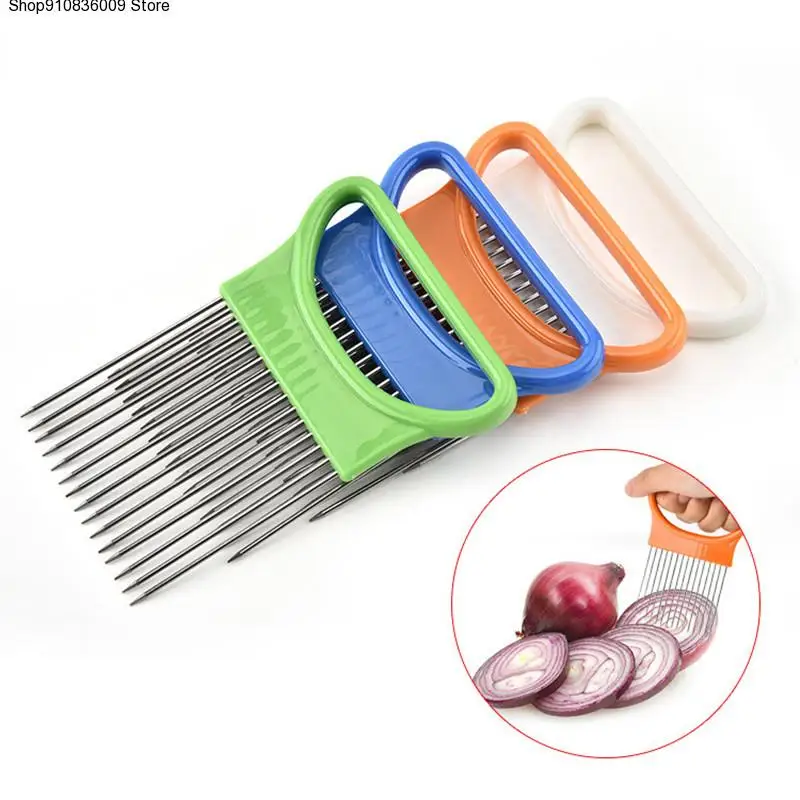

Kitchen Onion Slicer Cut Onion chopper Holder Fork Tomato Vegetable Slicer Cutting Aid Guide Fruit Cutter Cooking Accessories