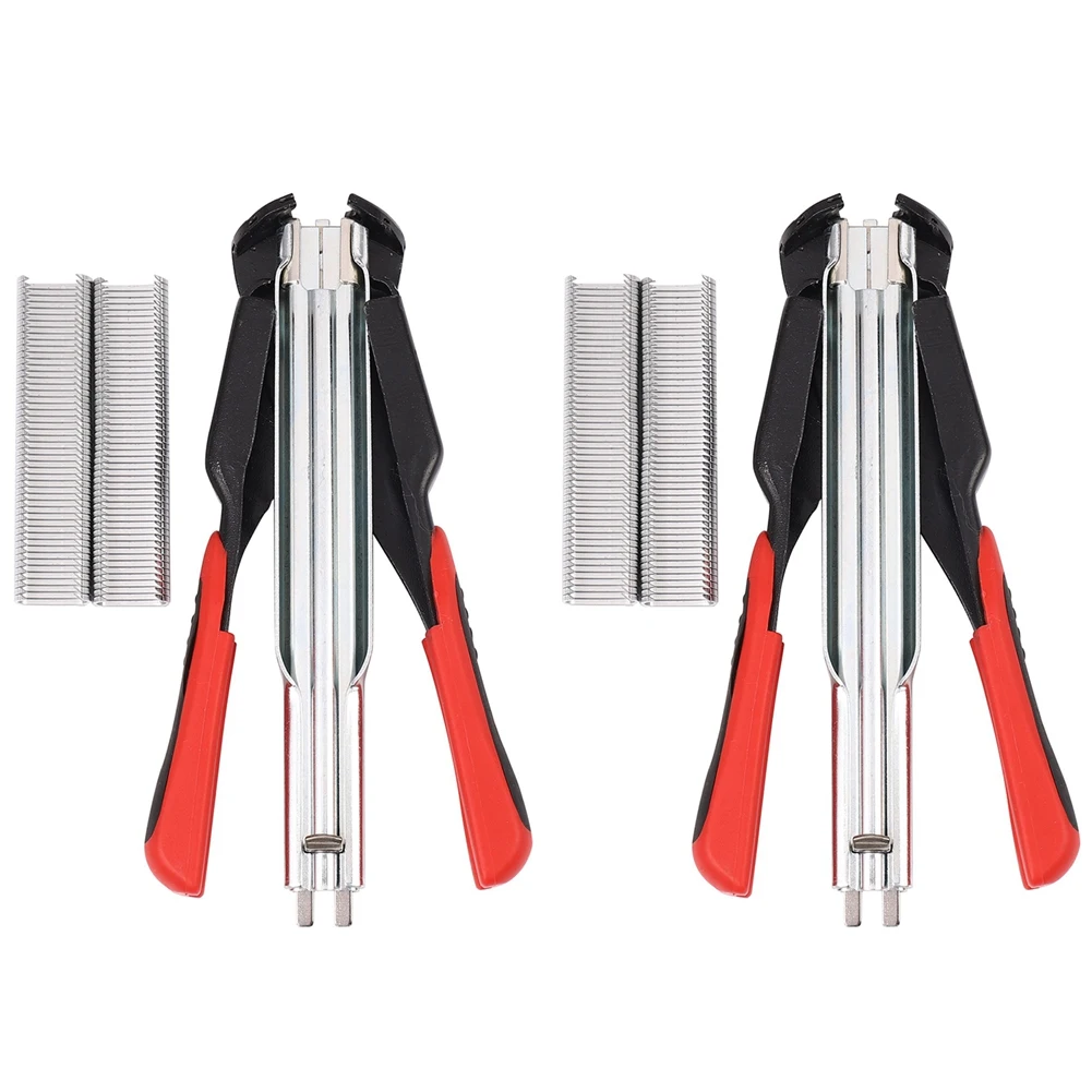 

2X C-Type Clip Installation Equipment Tool Hog Cage Rings Pliers with 200 Ring for Animal Fence