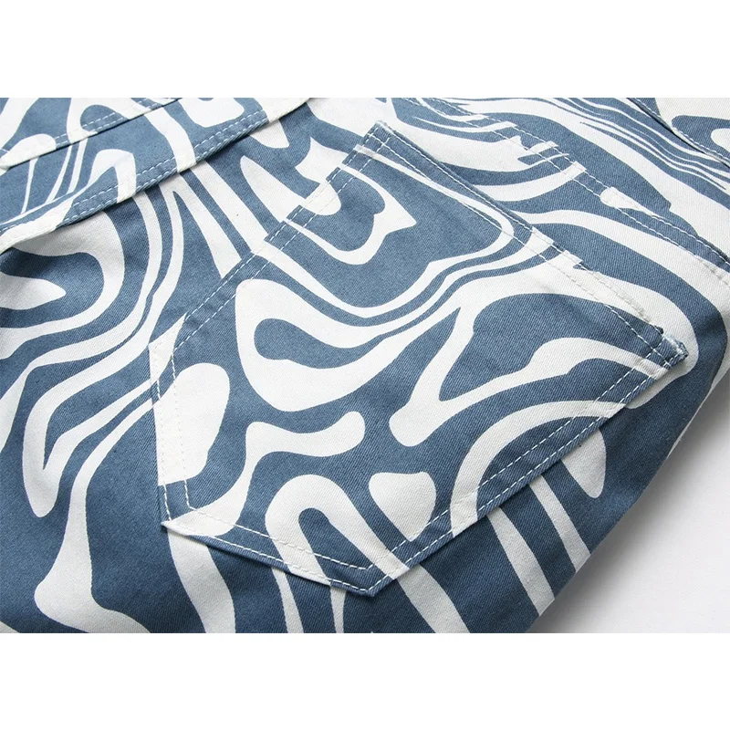 Streetwear Men Fashion Elastic 3D Printing Straight Denim Pants Full Length Trousers Pantalones Vaqueros Hombre