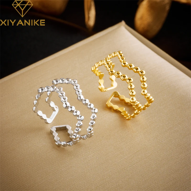 

XIYANIKE 316L Stainless Steel Irregular Ring for Woman Opening Couple Geometric New Trends Party Jewelry Gifts Accessories Bague