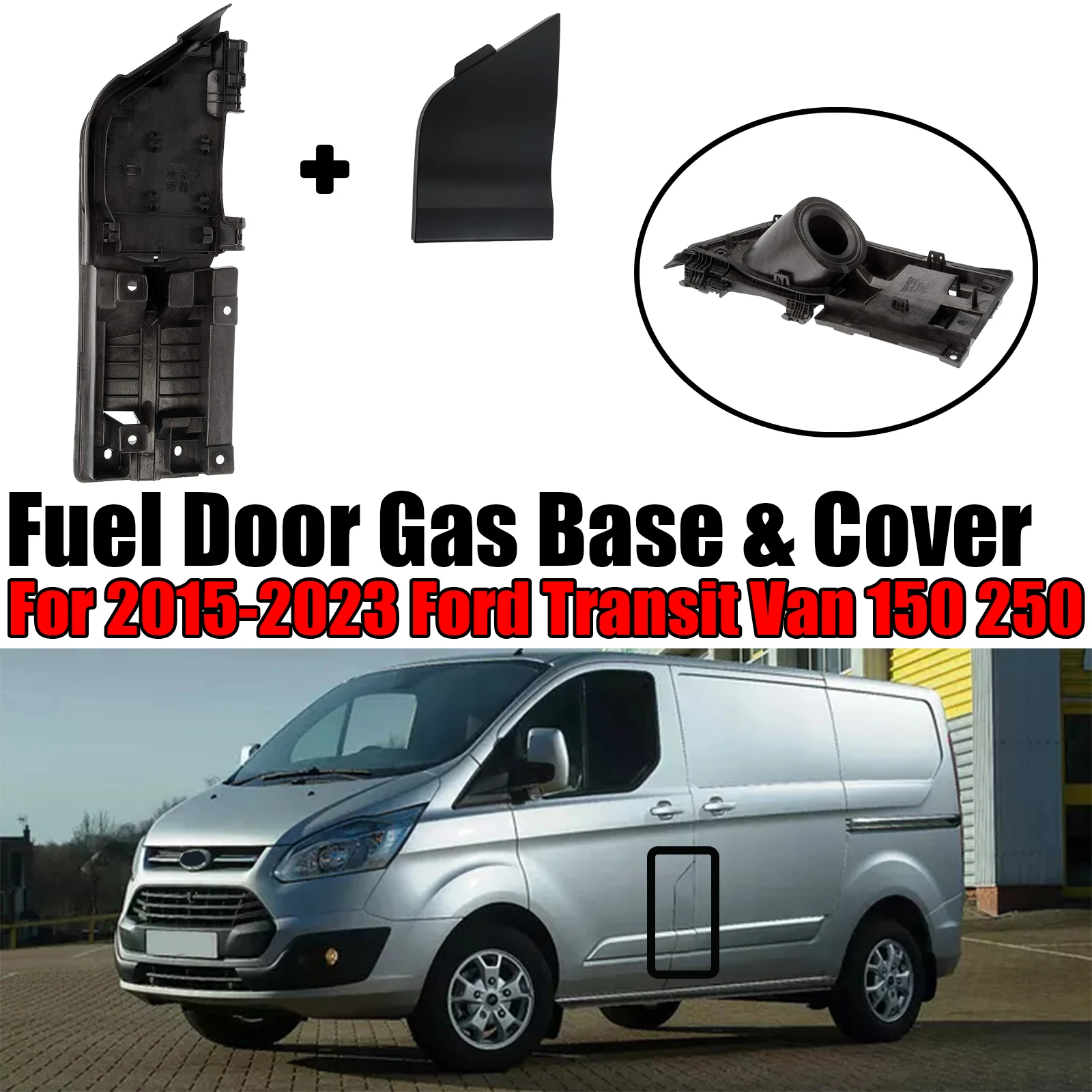 

Fuel Gas Tank Door&Cover For 2015-2023 Ford Transit Van 150 250 350 Housing Pocket with Hinge Assembly CK4Z-5427936-J Black
