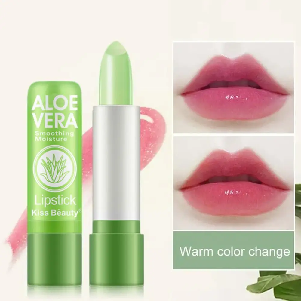 

3.5g 99% Aloe Vera Color Changing Lipstick Is Not Easy Balm Lip To Moisturizing Fade Lipstick Lasting Long Color Temperatur